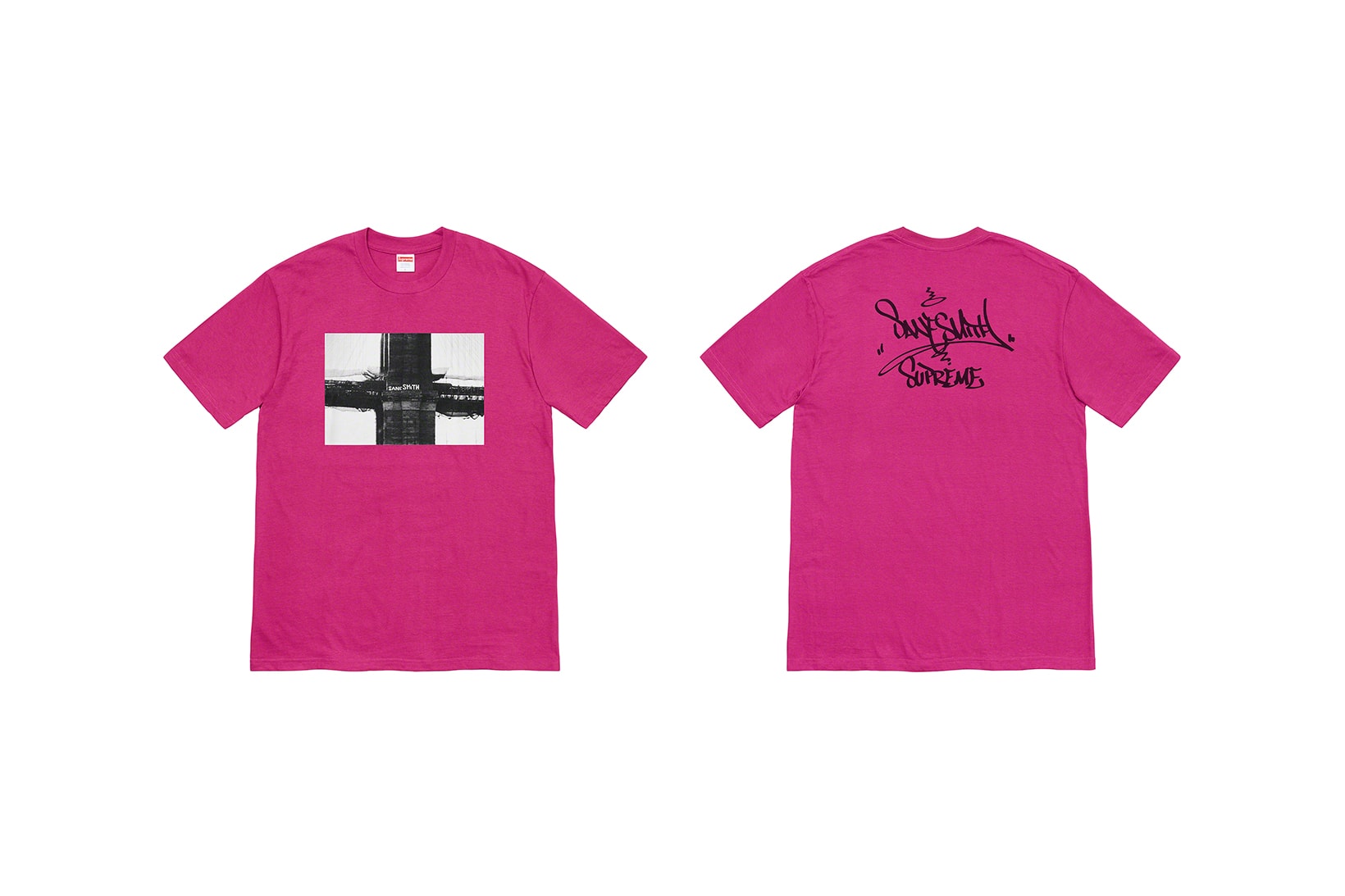 supreme graphic winter t shirts pink magenta sane smith