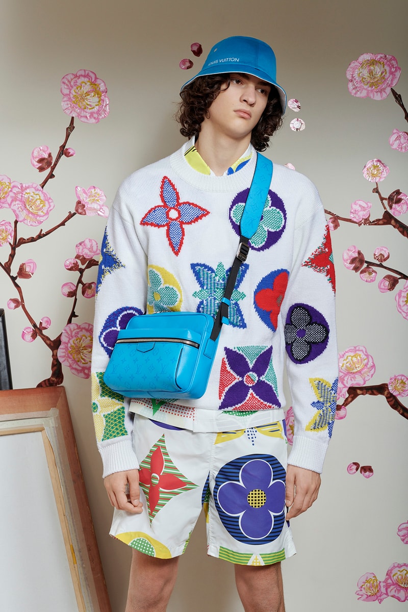 Virgil Abloh Louis Vuitton Pre-Fall 2020 Collection Lookbook Multicolor Logo Sweater Shorts