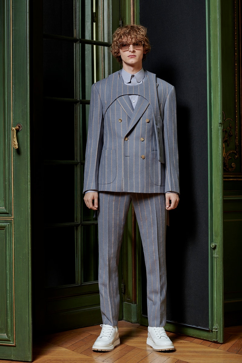 Virgil Abloh Louis Vuitton Pre-Fall 2020 Collection Lookbook Suit Grey Harness