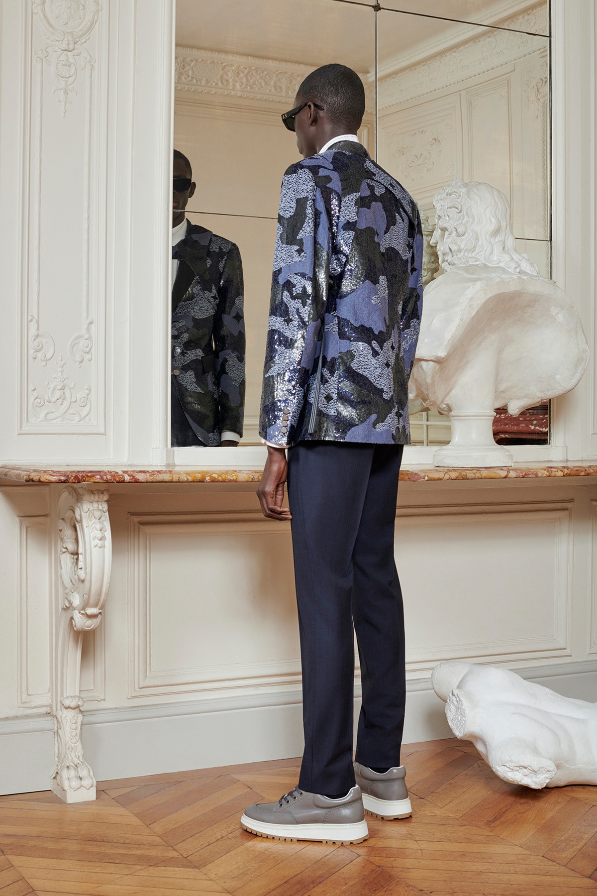 Virgil Abloh Louis Vuitton Pre-Fall 2020 Collection Lookbook Camo Harness Suit