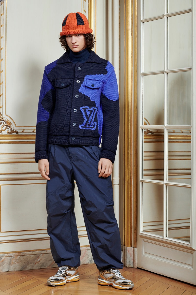 Virgil Abloh Louis Vuitton Pre-Fall 2020 Collection Lookbook Logo Knit Jacket Sweatpants
