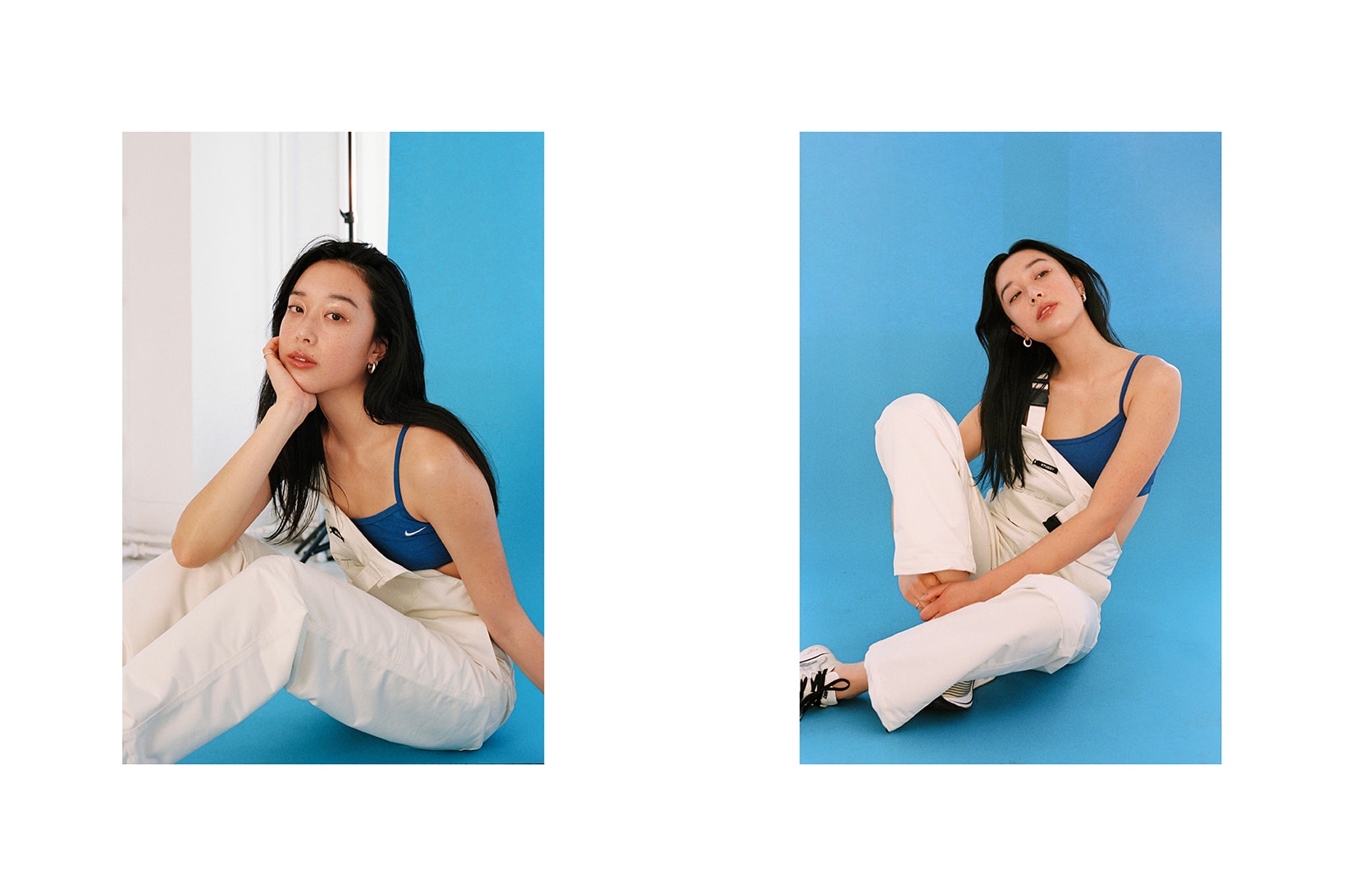 Fall Blues Editorial Jeremy Jude Lee Stussy Overalls Frankie Collective Nike Crop Top Kangol