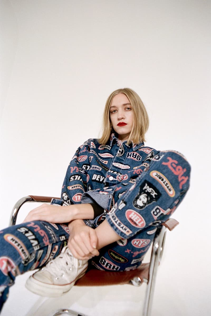x girl hysteric glamour collaboration dover street market london coco gordon moore lookbook denim jacket pants white converse