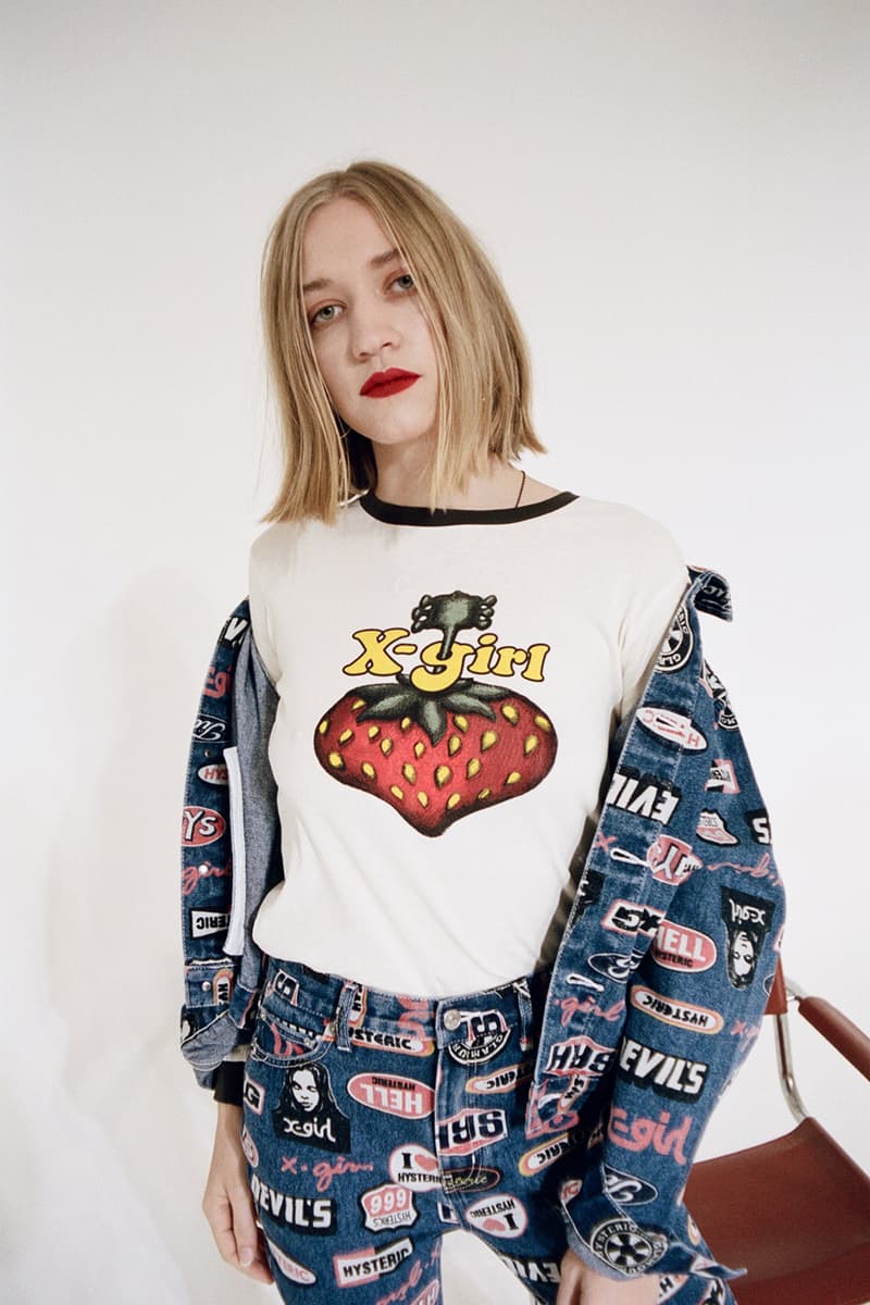 x girl hysteric glamour collaboration dover street market london coco gordon moore lookbook white shirt denim jacket jeans pants
