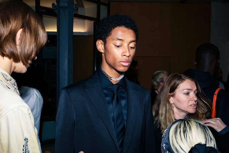 1017 ALYX 9SM fall winter 2020 runway collection paris fashion week men's look image full matthew m williams backstage bella hadid leather gender neutral