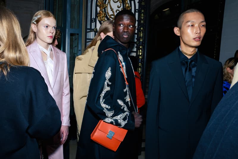 1017 ALYX 9SM fall winter 2020 runway collection paris fashion week men's look image full matthew m williams backstage bella hadid leather gender neutral