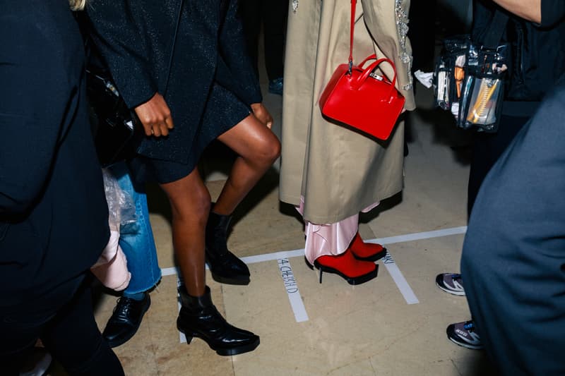 1017 ALYX 9SM fall winter 2020 runway collection paris fashion week men's look image full matthew m williams backstage bella hadid leather gender neutral