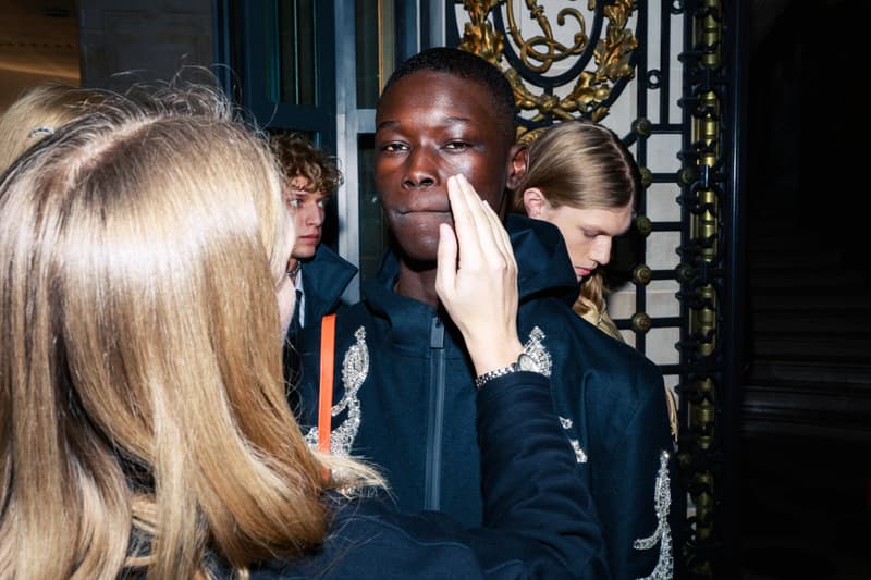 1017 ALYX 9SM fall winter 2020 runway collection paris fashion week men's look image full matthew m williams backstage bella hadid leather gender neutral