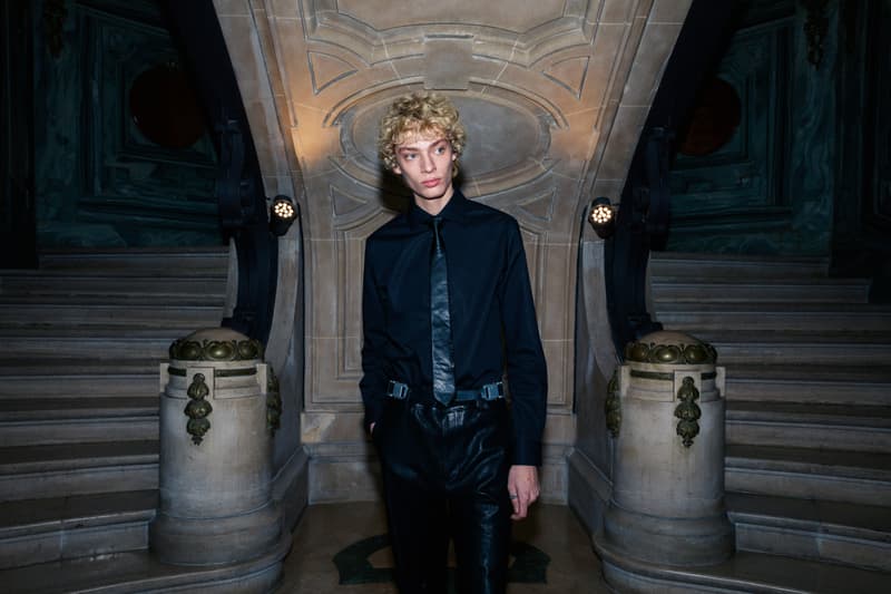 1017 ALYX 9SM fall winter 2020 runway collection paris fashion week men's look image full matthew m williams backstage bella hadid leather gender neutral