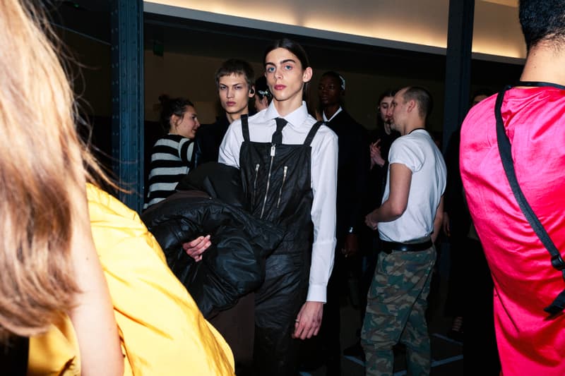 1017 ALYX 9SM fall winter 2020 runway collection paris fashion week men's look image full matthew m williams backstage bella hadid leather gender neutral