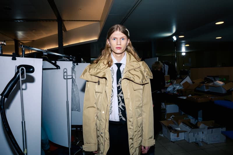 1017 ALYX 9SM fall winter 2020 runway collection paris fashion week men's look image full matthew m williams backstage bella hadid leather gender neutral