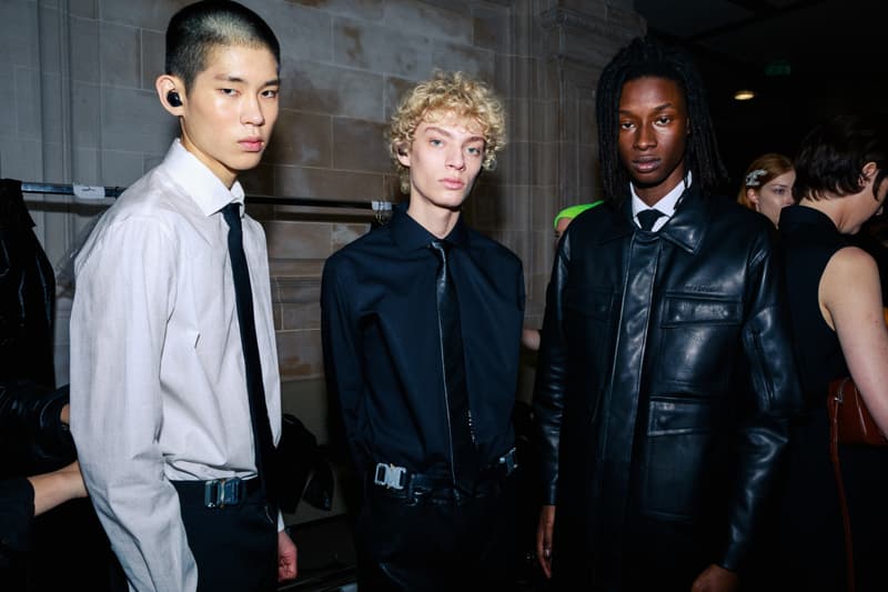 1017 ALYX 9SM fall winter 2020 runway collection paris fashion week men's look image full matthew m williams backstage bella hadid leather gender neutral