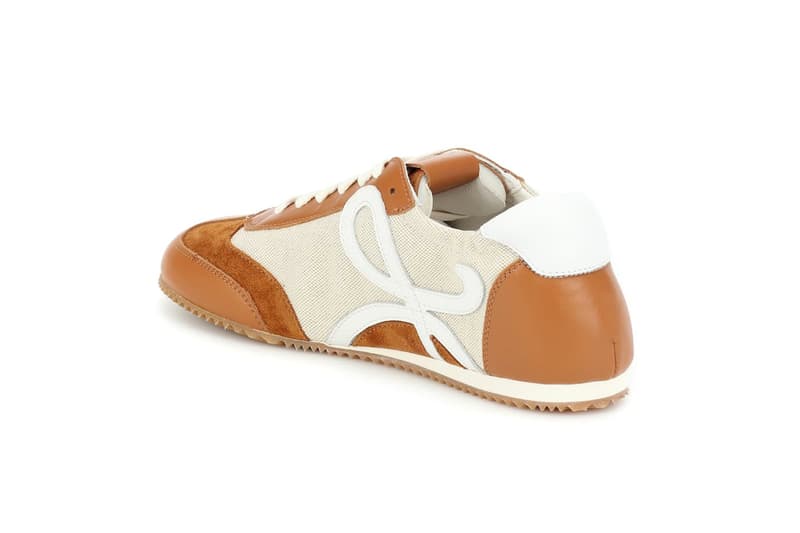 loewe logo nylon leather sneaker footwear fashion sand caramel brown white leather