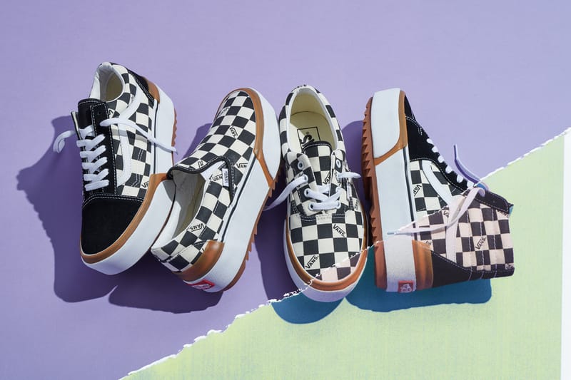 vans era stacked sneaker in checkerboard