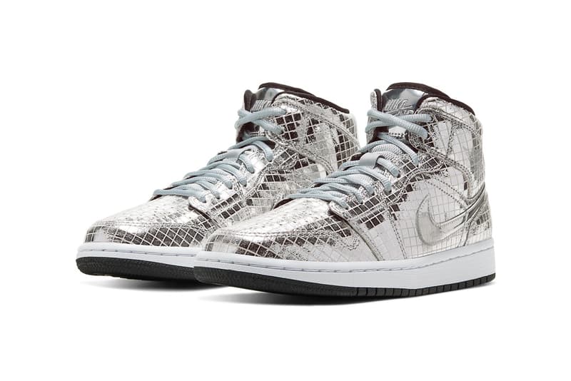 air jordan 1 mid disco ball release information date metallic silver sneaker footwear brand swoosh nike snkrs