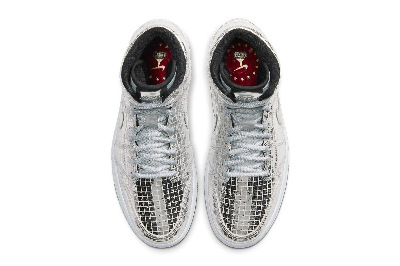 air jordan 1 mid disco ball release information date metallic silver sneaker footwear brand swoosh nike snkrs