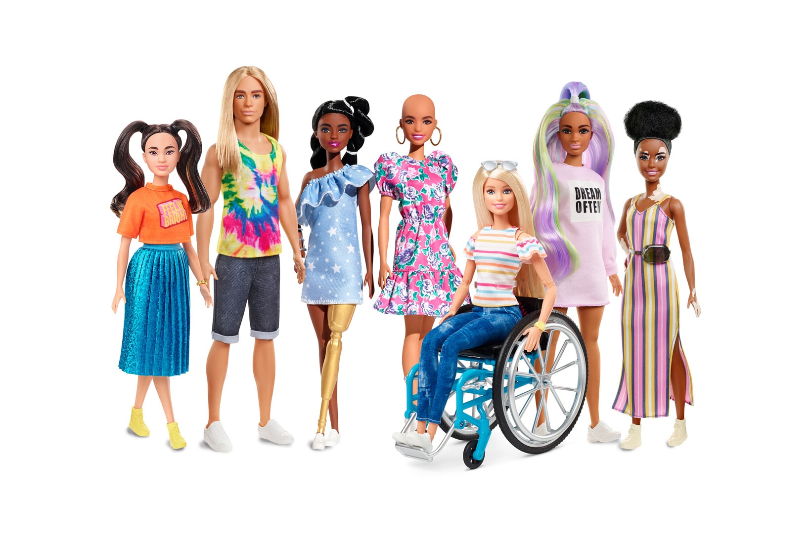Barbie Doll Diverse Fashionistas Collection Vitiligo Prosthetic Limb Bald