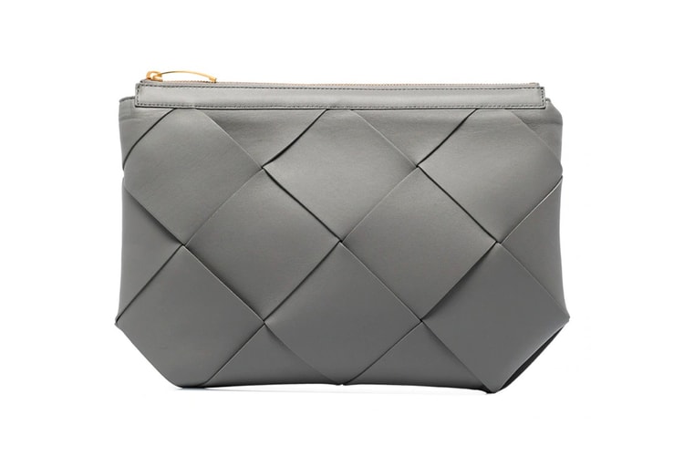 Get the Luxe Look With Bottega Veneta's Grey Maxi Intrecciato Leather Clutch Bag