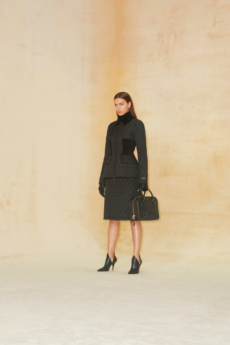 burberry pre fall 2020 collection riccardo tisci tb monogram outerwear skirts bags irina-shayk boots hats accessories 