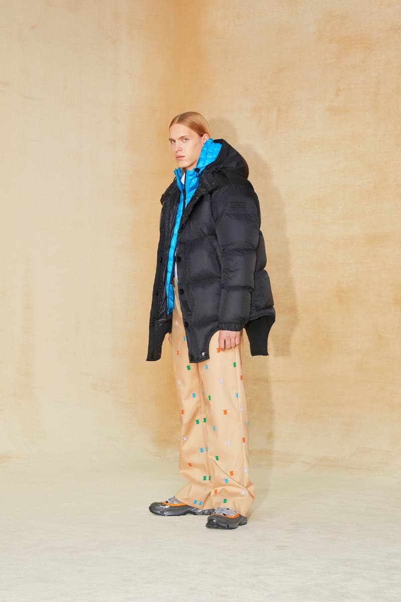 burberry pre fall 2020 collection riccardo tisci tb monogram outerwear skirts bags irina-shayk boots hats accessories 