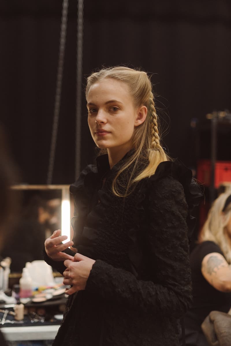 Cecilie Bahnsen FW20 Fall Winter 2020 Collection Runway Show Fitting Backstage Danish Designer Copenhagen Fashion Week Black Dress Model