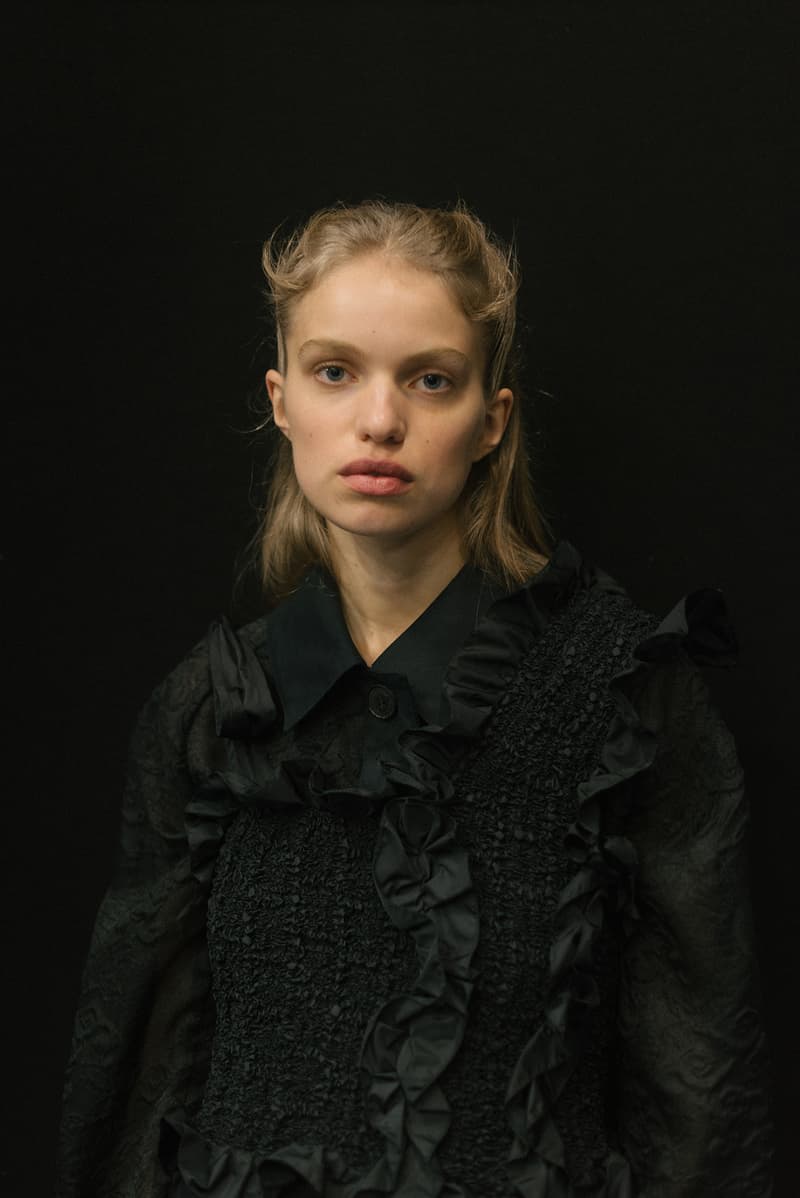 Cecilie Bahnsen FW20 Fall Winter 2020 Collection Runway Show Fitting Backstage Danish Designer Copenhagen Fashion Week Black Dress Model