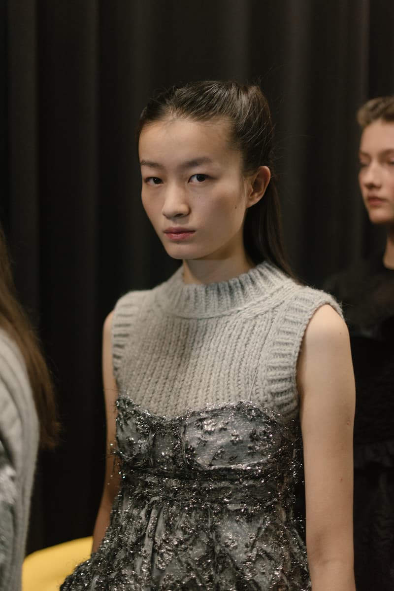 Cecilie Bahnsen FW20 Fall Winter 2020 Collection Runway Show Fitting Backstage Danish Designer Copenhagen Fashion Week Knit Dress Model