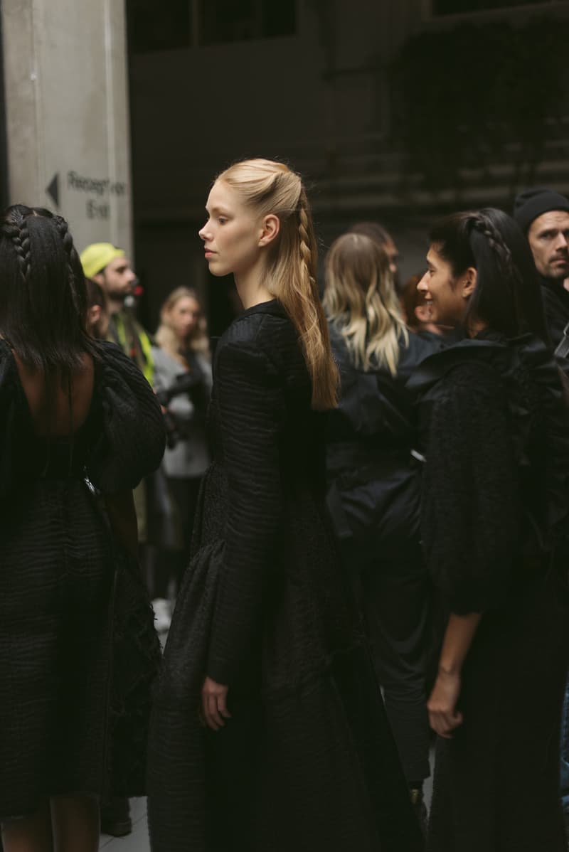 Cecilie Bahnsen FW20 Fall Winter 2020 Collection Runway Show Fitting Backstage Danish Designer Copenhagen Fashion Week Black Dress Model