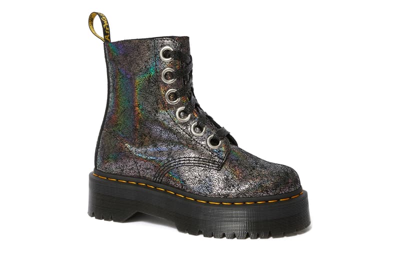 Dr. Martens Cracked Foil Boots Gold Collection Colorful Bold Metallic Texture Fall Winter Shoe