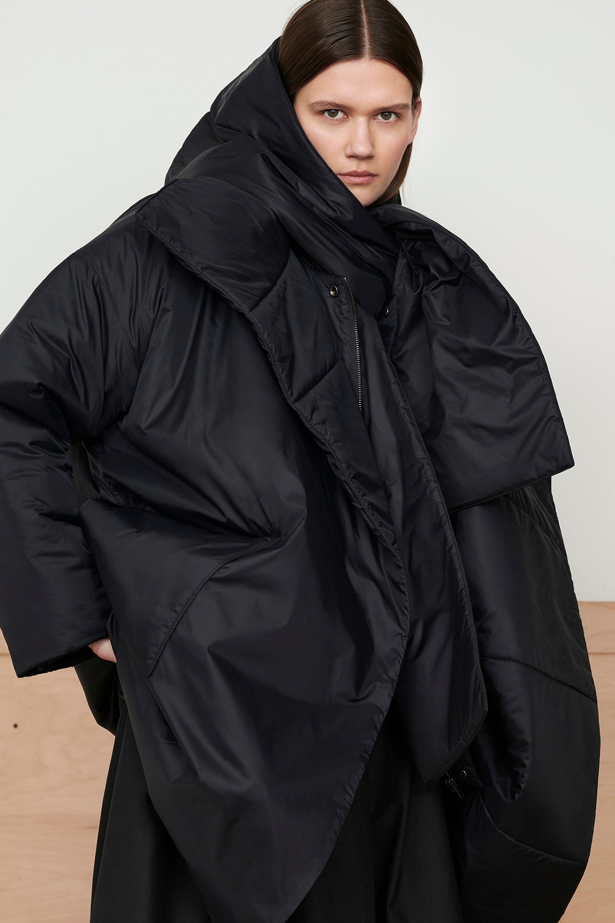 Eileen Fisher x Nordstrom Olivia Kim Sustainable Collection Nylon Coat Black