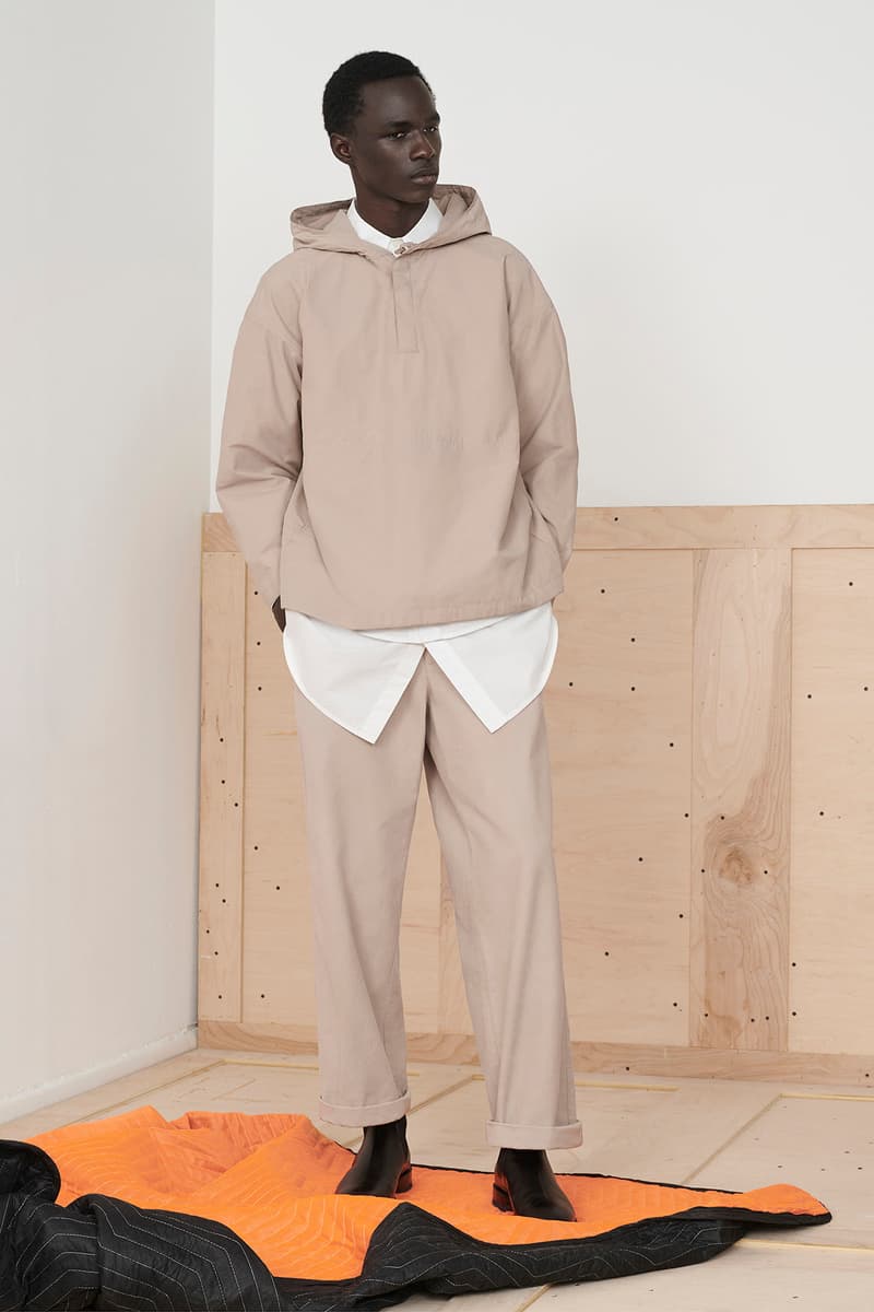 Eileen Fisher x Nordstrom Olivia Kim Sustainable Collection Hooded Jacket Beige Wide Leg Pants