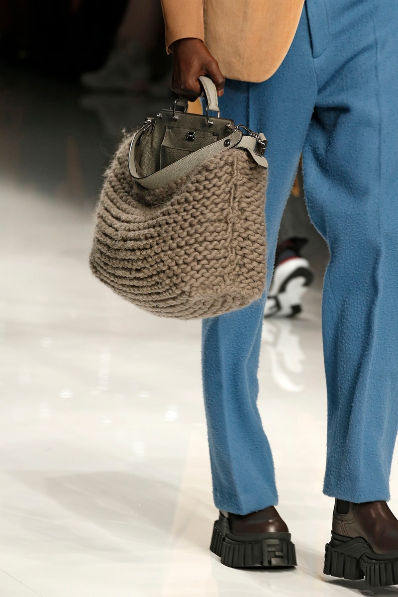 Fendi Fall/Winter 2020 Collection Bags Peekaboo Knit Beige