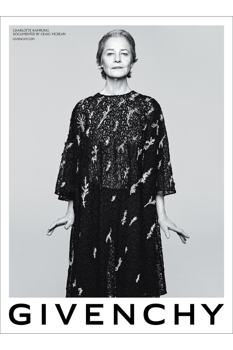 charlotte rampling marc jacobs givenchy SS20 campaign collection instagram new york paris clare waight keller craig mcdean acting