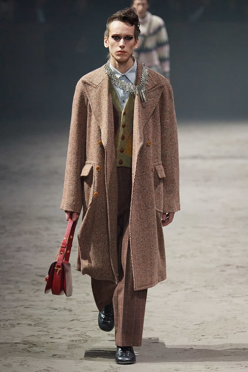 Gucci Fall/Winter 2020 Men's Collection Tweed Coat Brown