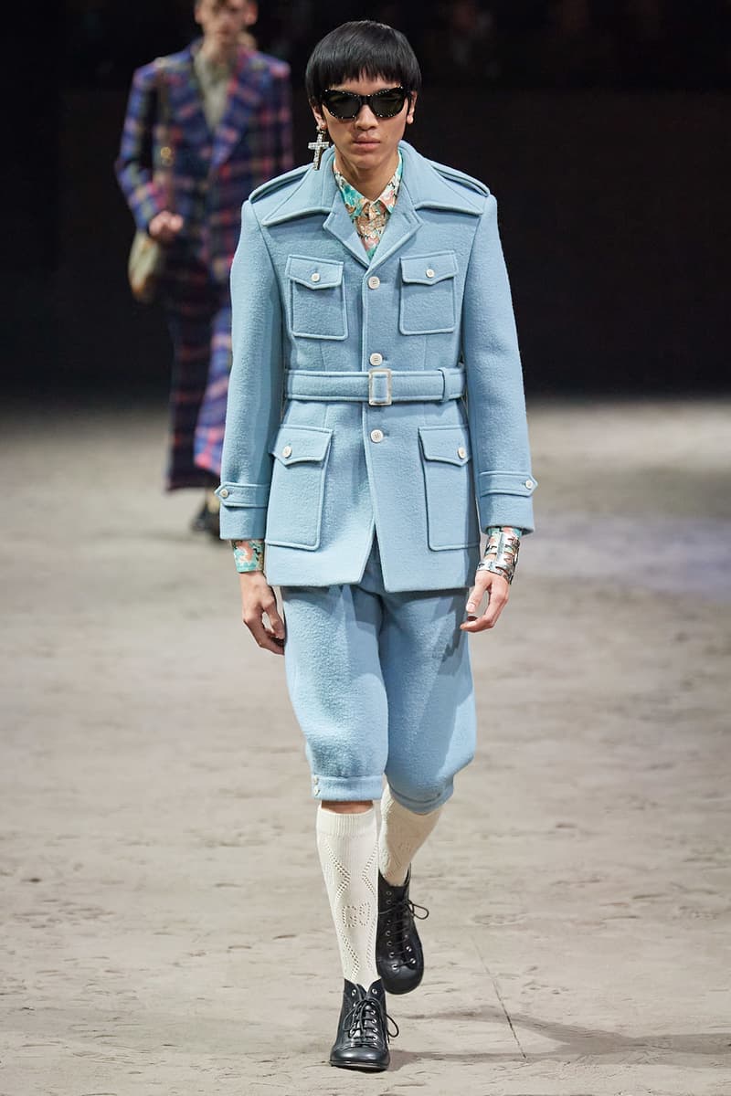 Gucci Fall/Winter 2020 Men's Collection Suit Belted Blue