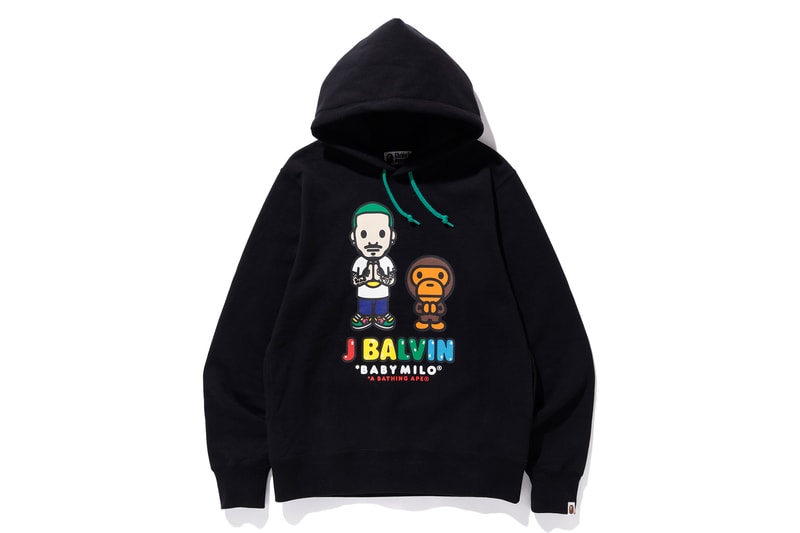 a bathing ape bape collection j balvin collaboration capsule t-shirts hoodies apparel colorful miami exclusive baby milo