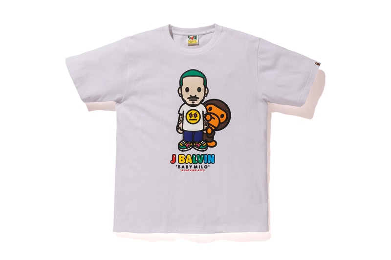 a bathing ape bape collection j balvin collaboration capsule t-shirts hoodies apparel colorful miami exclusive baby milo