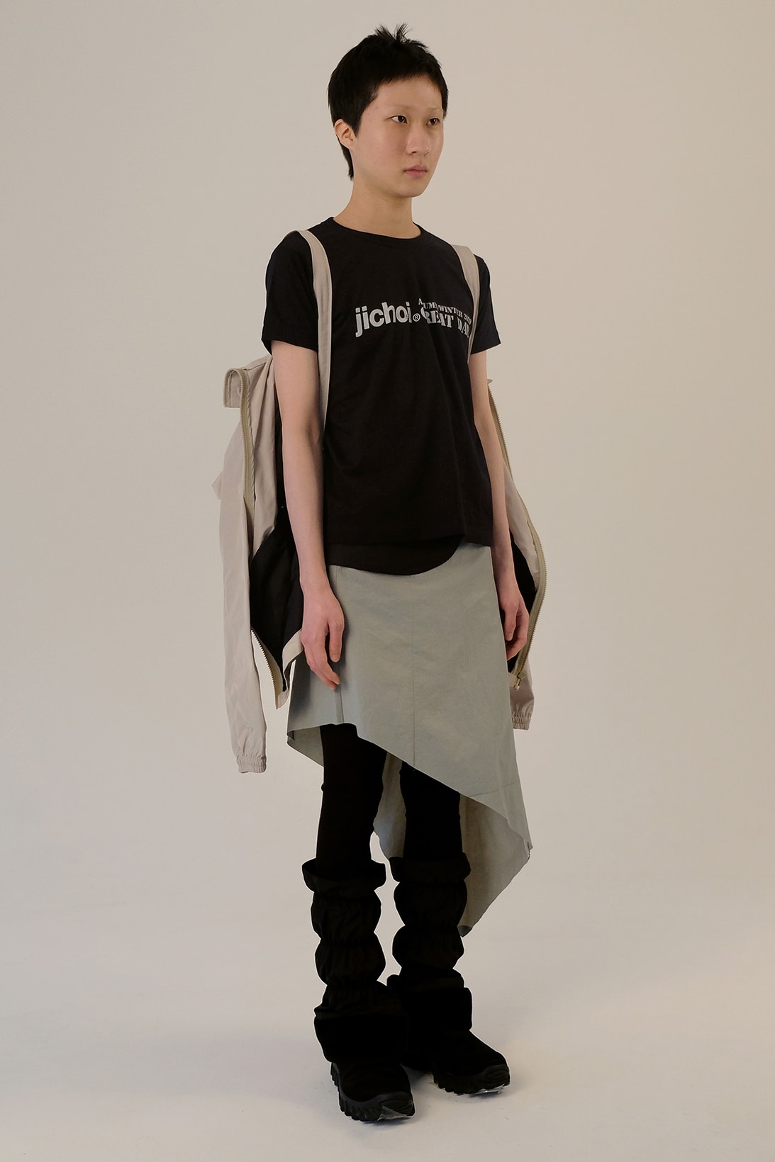 jichoi fall winter collection lookbook korean streetwear track jackets wrap skirts