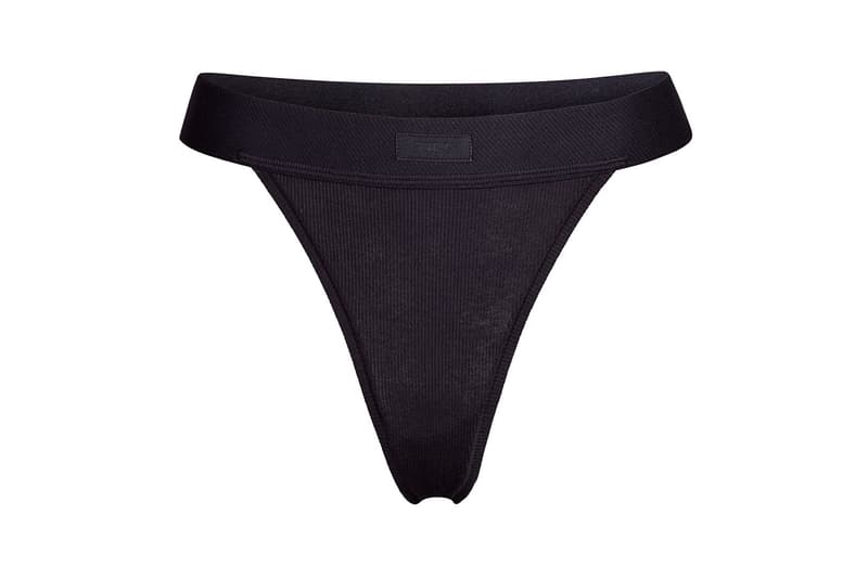 Kim Kardashian SKIMS Cotton Collection Rib Thong Soot