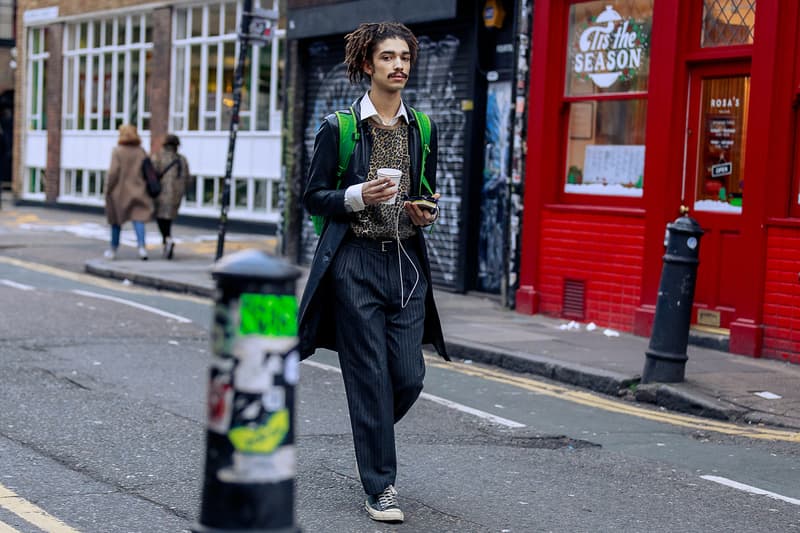 London Fashion Week Men's Fall/Winter 2020 Street Style Leopard Sweater