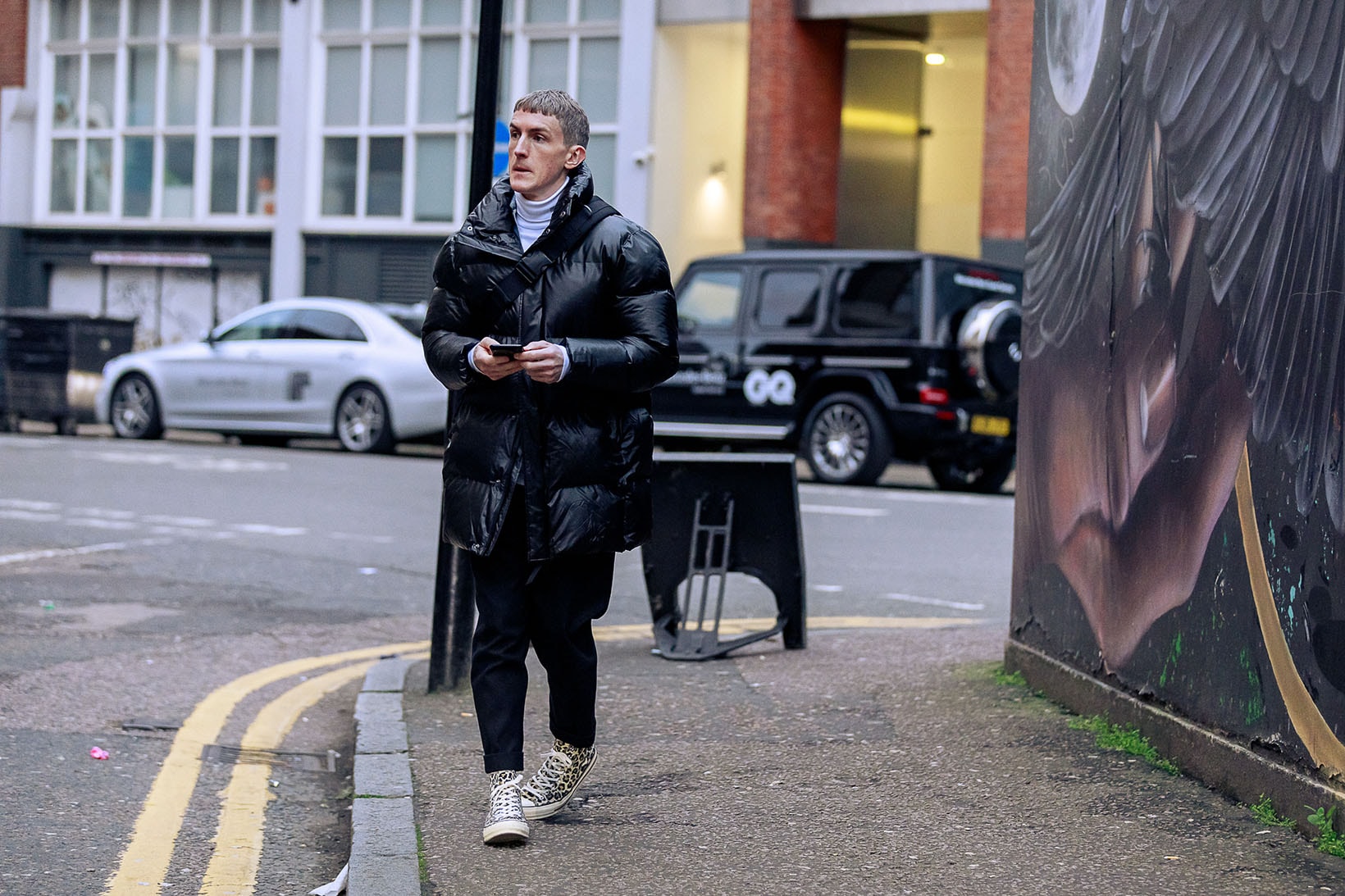London Fashion Week Men's Fall/Winter 2020 Street Style Leopard Converse