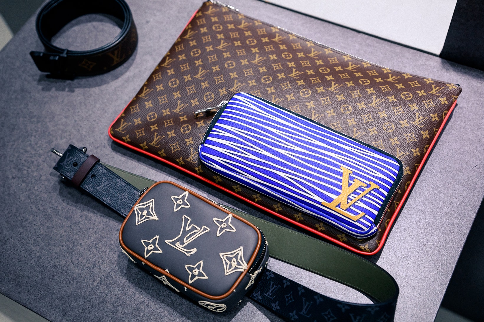 louis vuitton fall winter heaven on earth collection virgil abloh closer look blue wallets sneakers