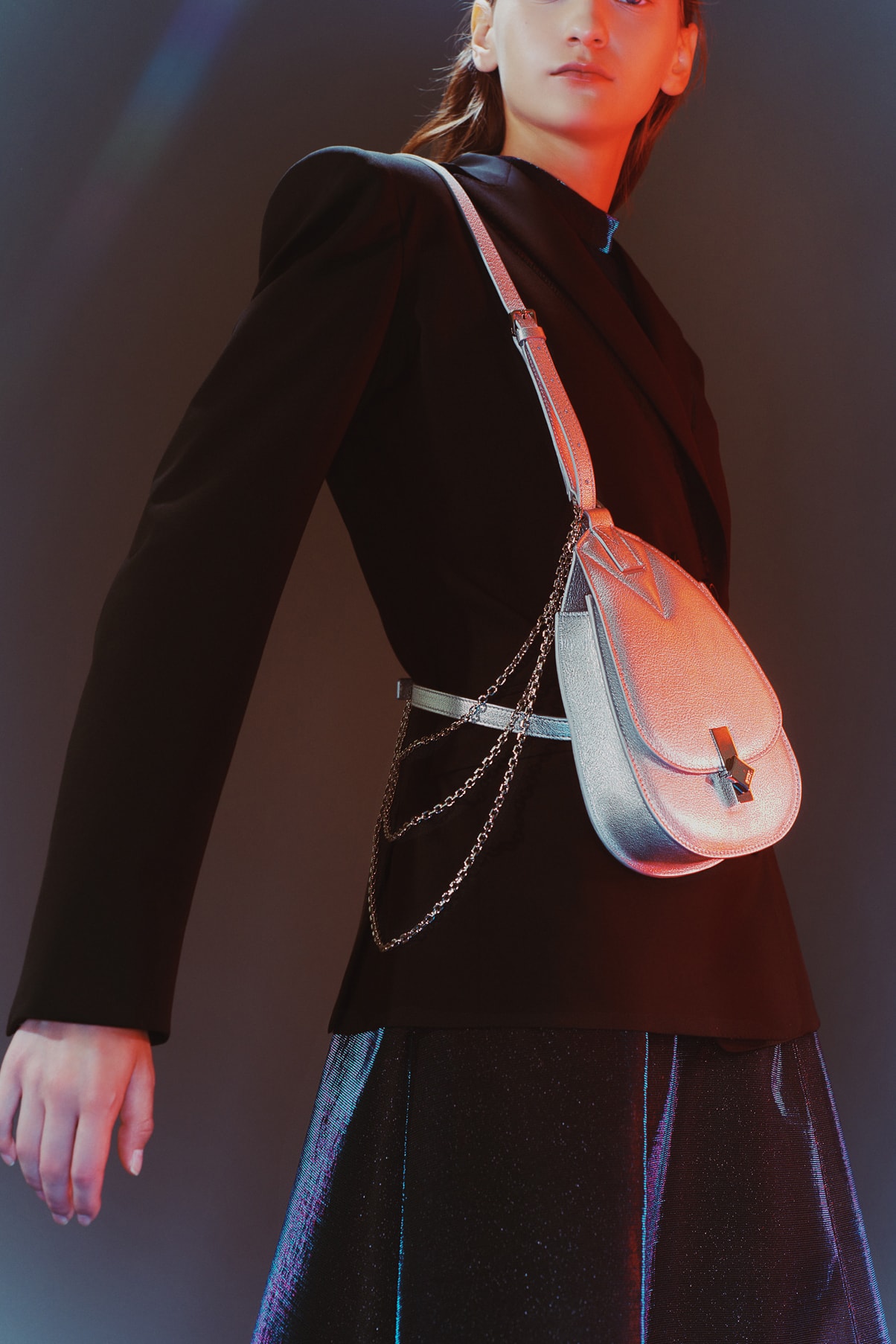 MCM Spring/Summer 2020 Collection Lookbook Blazer Black Crossbody Bag Silver