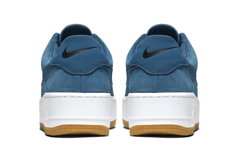 Nike Air Force 1 Sage Low Blue Force Black White Platform Women's Sneakers Trainers Suede elevated midsole gum sole