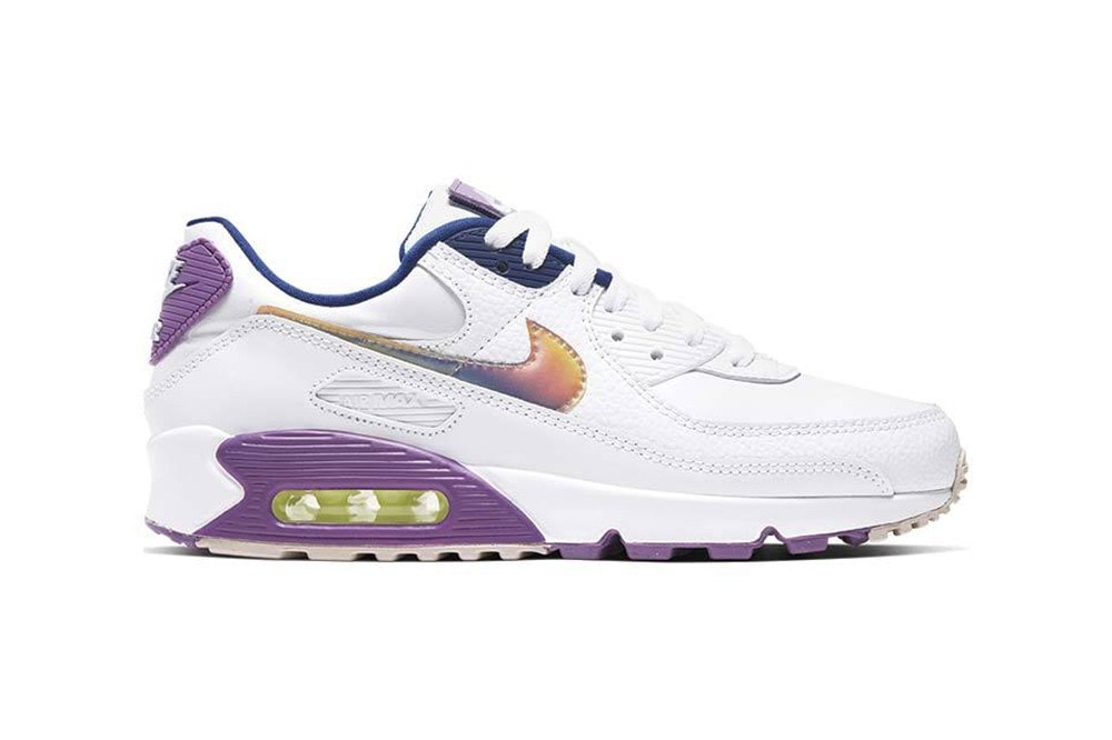 nike air max 90 se easter white multi color purple nebula sneaker footwear drop release anniversary leather navy green yellow volt velcro