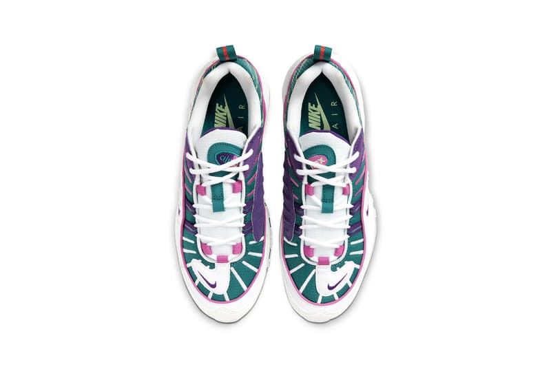 nike air max 98 bright spruce voltage purple green pink womens sneakers 