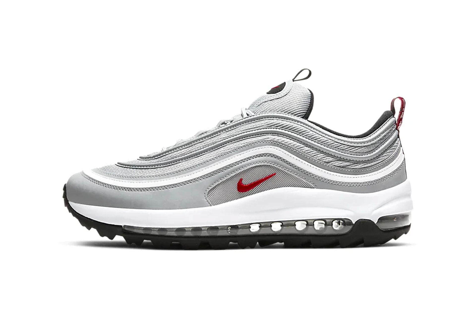 nike air max 97 golf g silver bullet metallic red swoosh sneaker footwear shiny sports