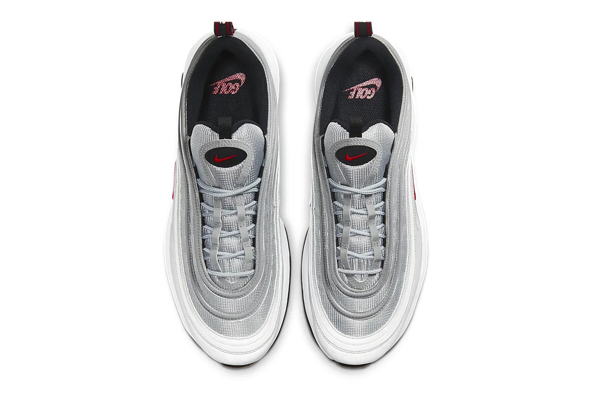 nike air max 97 golf g silver bullet metallic red swoosh sneaker footwear shiny sports