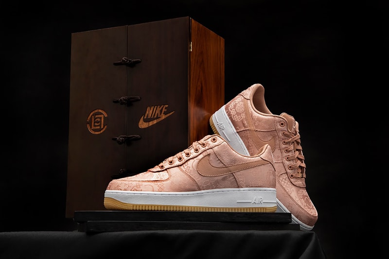 nike clot collaboration air force 1 rose gold silk shoes footwear sneakerhead