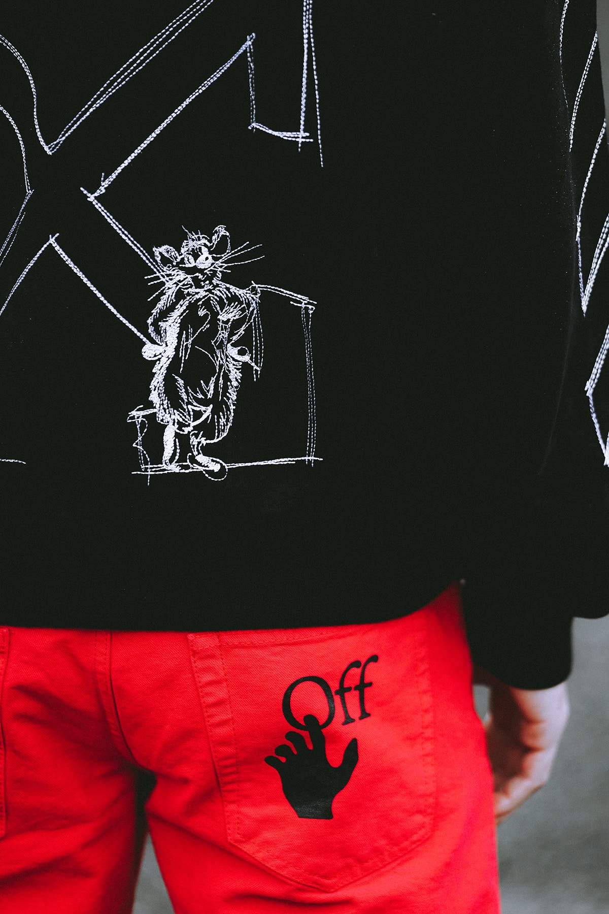 Off-White LUNAR NEW YEAR Collection Hoodie Black Jeans Red
